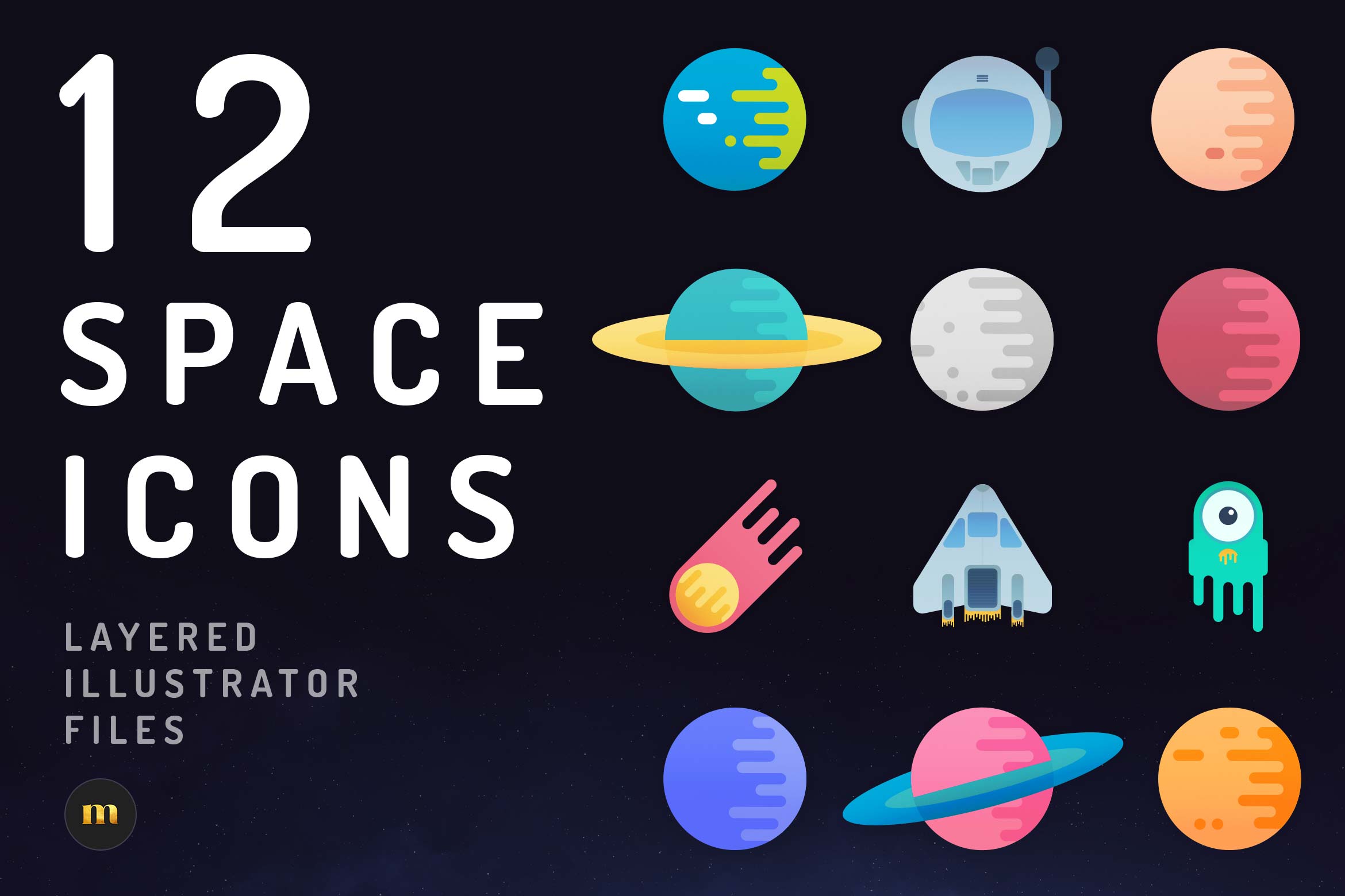 12 Vibrant Space Icons